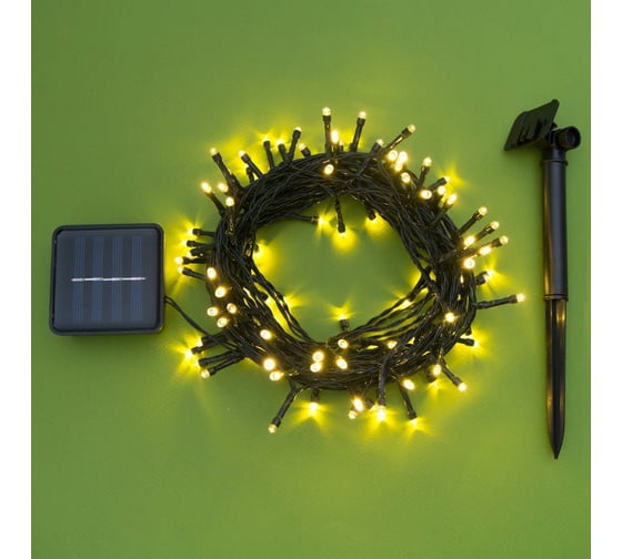 Гирлянда-нить Luazon ECO, IP44, 10 м, Н.Т. LED-100-1.2V, 2 режима, теплый белый 4137005