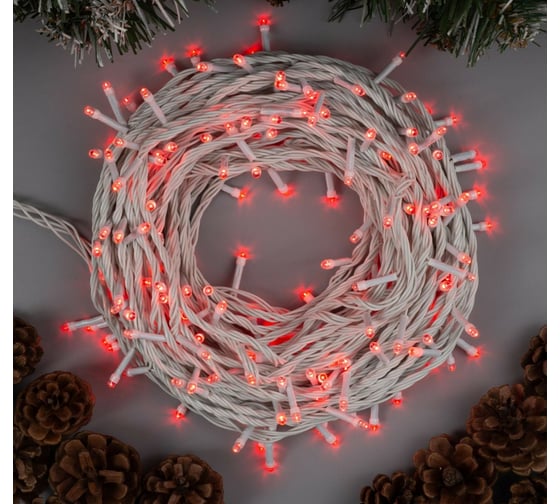 Гирлянда-нить Luazon ECO, IP20, 20 м, Н.Б. LED-200-220V, 8 режимов, красный 3556826 1