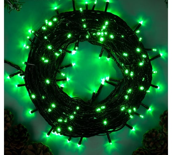 Гирлянда-нить Luazon ECO, IP20, 20 м, Н.Т. LED-200-220V, 8 режимов, зеленый 3556817