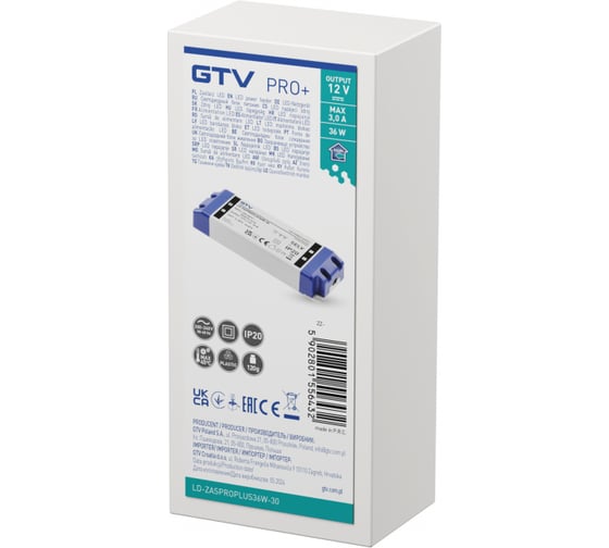 Блок питания для светодиодов GTV LED PRO+ 220/12V 36W IP 20 LD-ZASPROPLUS36W-30