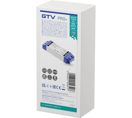 Блок питания для светодиодов GTV LED PRO+ 220/12V 80W IP 20 LD-ZASPROPLUS80W-30
