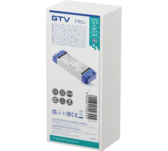 Блок питания для светодиодов GTV LED PRO+ 220/12V 150W IP 20 LD-ZASPROPLUS150W-30