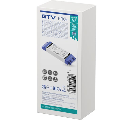 Блок питания для светодиодов GTV LED PRO+ 220/12V 50W IP 20 LD-ZASPROPLUS50W-30