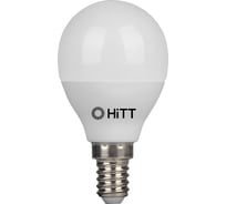 Светодиодная лампа HiTT 15Вт, 950 Лм, 3000К, цоколь E14, IC драйвер, колба шарик, -PL-G45-15-230 7010064