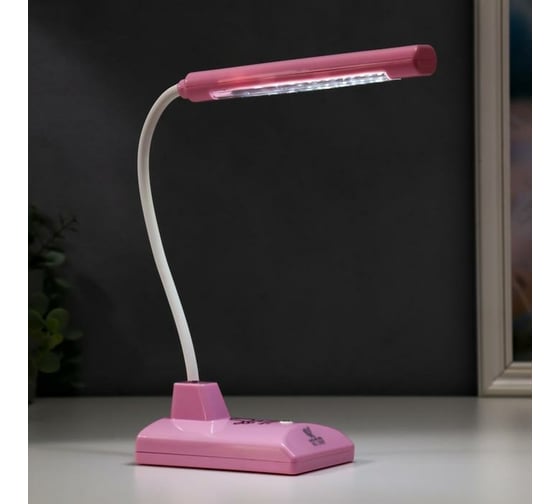 Настольная лампа RISALUX 16291/1PK 16хLED, 2Вт, 2 режима, USB, АКБ, розовый, 9х12х46 см 5375875
