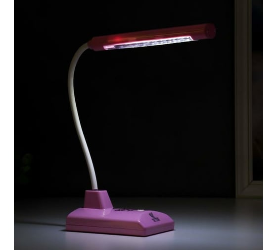 Настольная лампа RISALUX 16291/1PK 16хLED, 2Вт, 2 режима, USB, АКБ, розовый, 9х12х46 см 5375875
