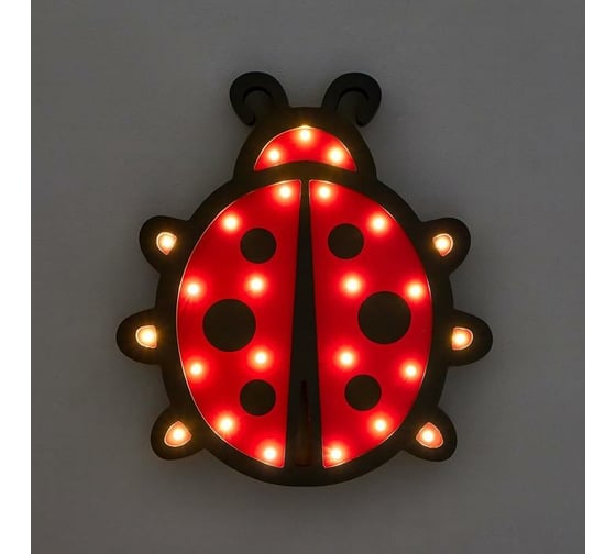 Ночник "Божья коровка" RISALUX 25хLED батарейки 2ААА красно-черный 26,5х3,5х29,5 см 5089614