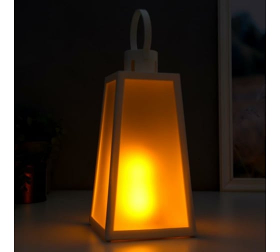 Ночник "Пламя" RISALUX LED от батареек 3хААА белый 12,8х12,8х26 см 5383722
