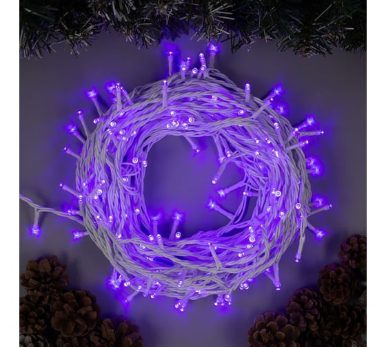 Гирлянда-нить Luazon ECO, IP44, 20 м, Н.Б. LED-200-220V, 8 режимов, фиолетовый 3584147