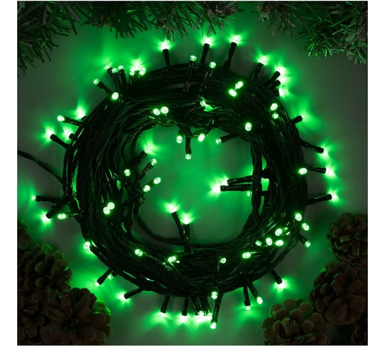 Гирлянда-нить Luazon SPEC, IP44, 10 м, Н.Т. УМС-2W, LED-100-24В, без БП, 8 режимов, зеленый 5167149