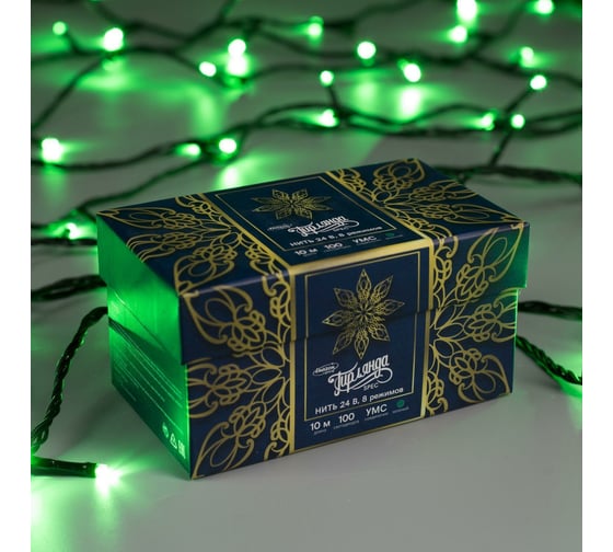Гирлянда-нить Luazon SPEC, IP44, 10 м, Н.Т. УМС-2W, LED-100-24В, без БП, 8 режимов, зеленый 5167149