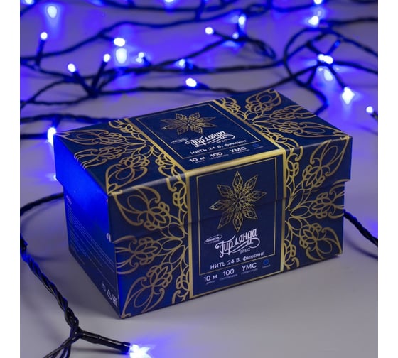 Гирлянда-нить Luazon SPEC, IP44, 10 м, Н.Т. УМС-2W, LED-100-24В, без БП, фиксинг, синий 5167168