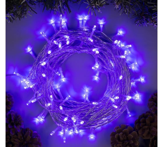 Гирлянда-нить Luazon SPEC, IP44, 10 м, Н.С. УМС-2W, LED-100-24В, без БП, фиксинг, фиолетовый 5167184 1