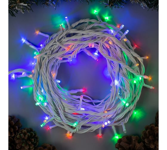 Гирлянда-нить Luazon SPEC, IP44, УМС, 10 м, Н.Б. 3W LED-100-220V, мульти 1080031