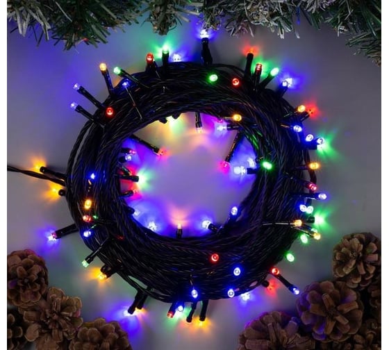 Гирлянда-нить Luazon SPEC, IP44, 10 м, Н.Т. УМС-2W, LED-100-24В, без БП, фиксинг, мульти 5167165 1
