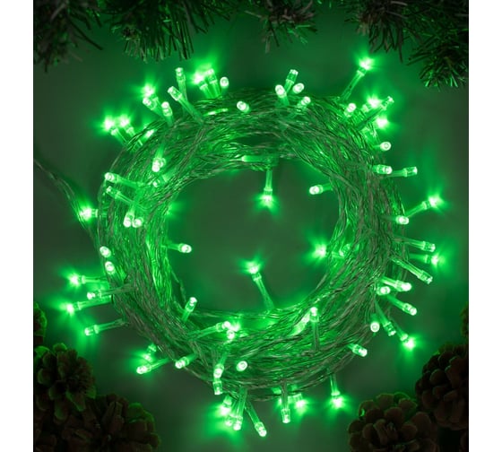 Гирлянда-нить Luazon SPEC, IP44, 10 м, Н.С. УМС-2W, LED-100-24В, без БП, фиксинг, зеленый 5167185 1