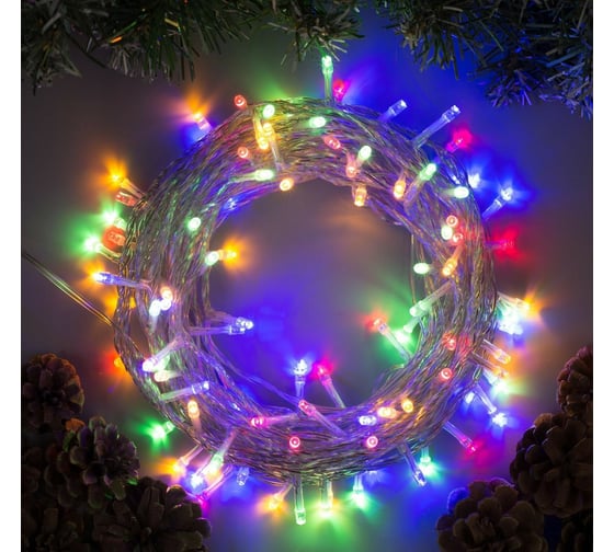 Гирлянда-нить Luazon SPEC, IP44, 10 м, Н.С. УМС-2W, LED-100-24В, без БП, 8 режимов, мультиколор 5167158