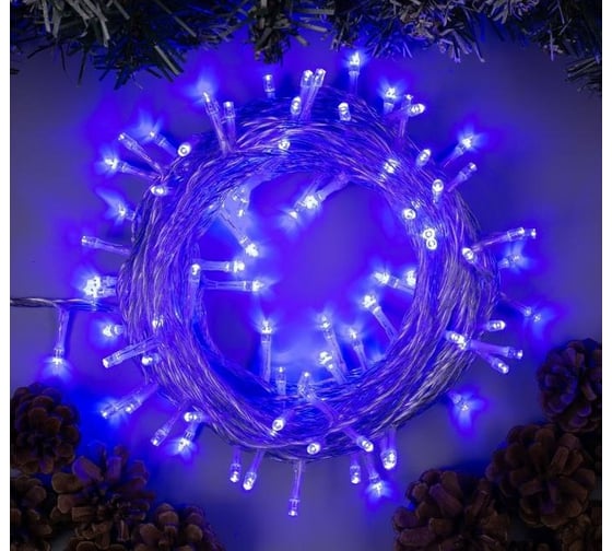 Гирлянда-нить Luazon SPEC, IP44, 10 м, Н.С. УМС-2W, LED-100-24В, без БП, фиксинг, синий 5167183