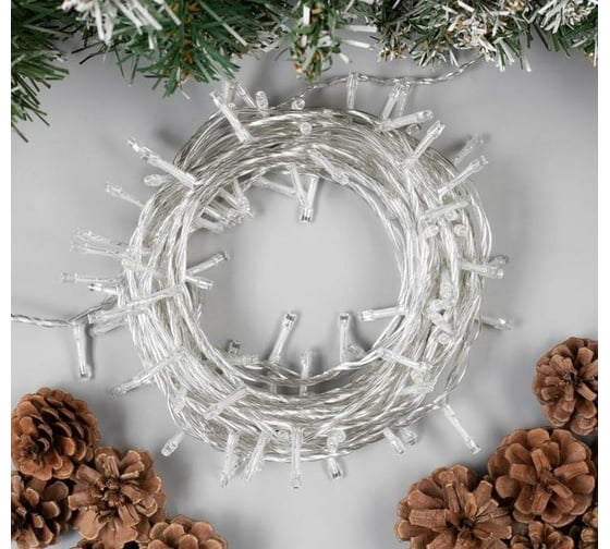 Гирлянда-нить Luazon SPEC, IP44, 10 м, Н.С. УМС-2W, LED-100-24В, без БП, фиксинг, белый 5167181