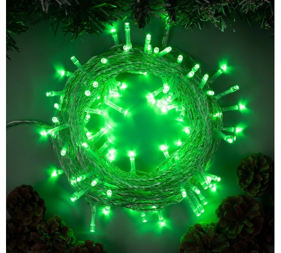 Гирлянда-нить Luazon SPEC, IP44, 10 м, Н.С. УМС-2W, LED-100-24В, без БП, 8 режимов, зеленый 5167163
