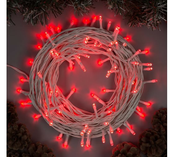 Гирлянда-нить Luazon SPEC, IP44, 10 м, Н.Б. УМС-2W, LED-100-24В, без БП, 8 режимов, красный 5167157