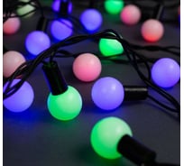 Гирлянда-нить Luazon DCR, IP44, шарики большие d 2.5 см, 10 м, Н.Т. LED-100-220V, мигание, мультиколор 185539