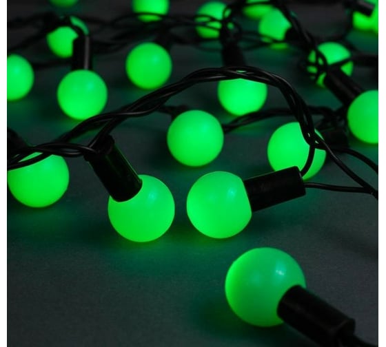 Гирлянда-нить Luazon DCR, IP44, шарики большие d 2.5 см, 10 м, Н.Т. LED-100-220V, 8 режимов, зеленый 185541