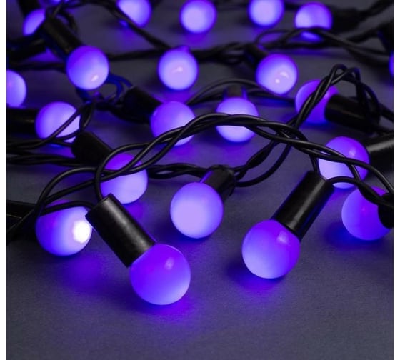 Гирлянда-нить Luazon DCR, IP44, шарики d 1.5 см, 10 м, Н.Т. LED-100-220V, 8 режимов, фиолетовый 185546 1