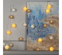 Гирлянда-нить Luazon DCR, 5 м, клубки небесные 6 см, IP20, LED-20-220V, фиксинг, теплый белый 3590730