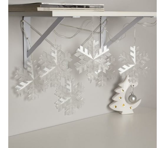 Гирлянда-нить Luazon DCR, 2 м, снежинка матовая 16х16 см, IP20, Н.С, LED-36-220V, мультиколор 5148895