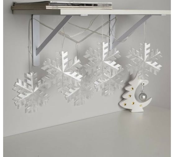 Гирлянда-нить Luazon DCR, 2 м, снежинка матовая 16х16 см, IP20, Н.С, LED-36-220V, синий 5148898