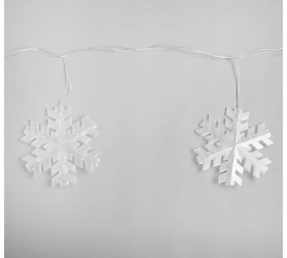 Гирлянда-нить Luazon DCR, 2 м, снежинка матовая 16х16 см, IP20, Н.С, LED-36-220V, синий 5148898