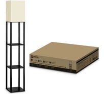 Светильник напольный под лампу IN HOME этажерка ТНО 06КВ-Е27-NB 230В бежевый абажур, черный корпус 4690612059617
