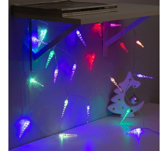 Гирлянда-нить Luazon DCR, 3 м, сосульки 7.5 см, IP20, Н.С., LED-20-5V, USB, мультиколор 1080377