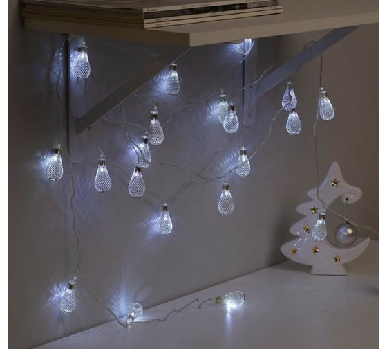 Гирлянда-нить Luazon DCR, 4 м, фонарик сетка 4.5х2.5 см, IP20, Н.С., LED-20-220V, 8 режимов, белый 2388683