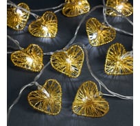 Гирлянда-нить Luazon DCR, 4 м, сердце Проволока 4.8 см, IP20, Н.С., LED-20-220V, 8 режимов, теплый белый 2388675