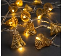Гирлянда-нить Luazon DCR, 4 м, колокольчик 3 см, IP20, Н.С., LED-20-220V, 8 режимов, теплый белый 2388631