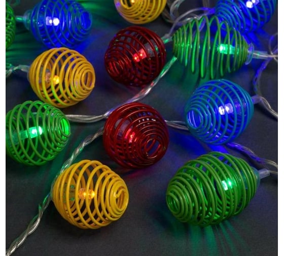 Гирлянда-нить Luazon DCR, 4 м, пружинка шарик 3 см, IP20, Н.С., LED-20-220V, 8 режимов, мультиколор 2388704