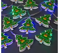 Гирлянда-нить Luazon DCR, 4 м, елка зеленая 6.5х5.5 см, IP20, Н.С., LED-20-220V, 8 режимов, мультиколор 2388690