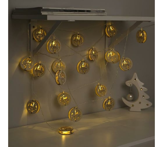 Гирлянда-нить Luazon DCR, 4.5 м, дерево/церковь, IP20, Н.С., LED-20-220V, фиксинг, теплый белый 4445738