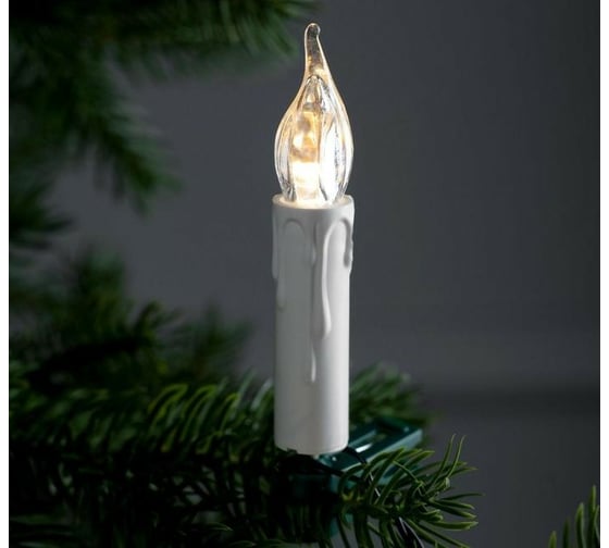 Гирлянда-нить Luazon DCR, 10 м, свечи на прищепке, IP20, 50 LED-220V, провод зеленый 3612378