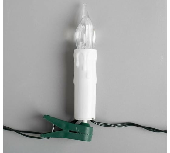 Гирлянда-нить Luazon DCR, 10 м, свечи на прищепке, IP20, 50 LED-220V, провод зеленый 3612378