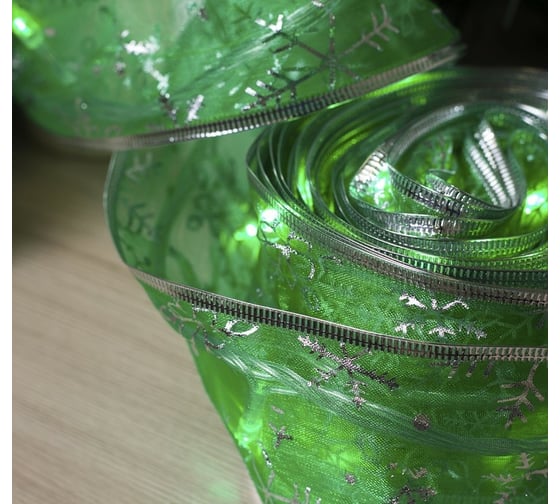 Гирлянда-нить Luazon DCR, 9 м, лента снежинки серебристые, IP20, d 6 см, LED-72-220V, 8 режимов, зеленый 3612319