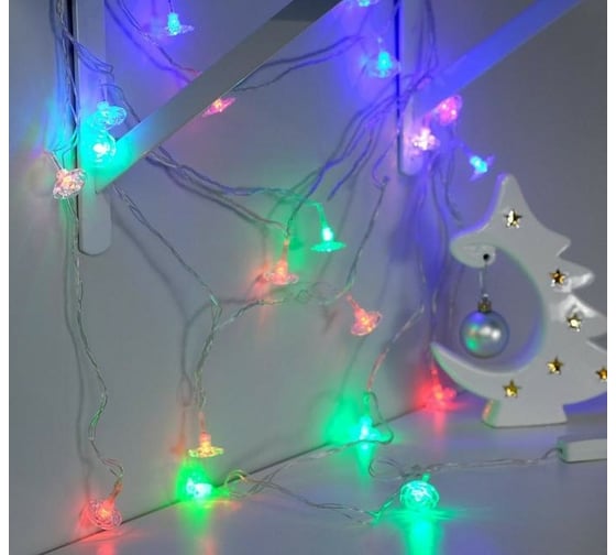 Гирлянда-нить Luazon DCR, 5 м, цветочки, IP20, Н.С., LED-20-220V, мигание, мультиколор 671573