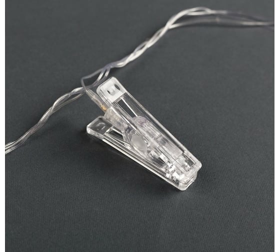 Гирлянда-нить Luazon DCR, 4.5 м, прищепки, IP20, Н.С., LED-20-220V, фиксинг, белый 4445720