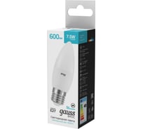 Лампа Gauss Basic Свеча 7,5W 600lm 4000K E27 LED 10 шт 30332282