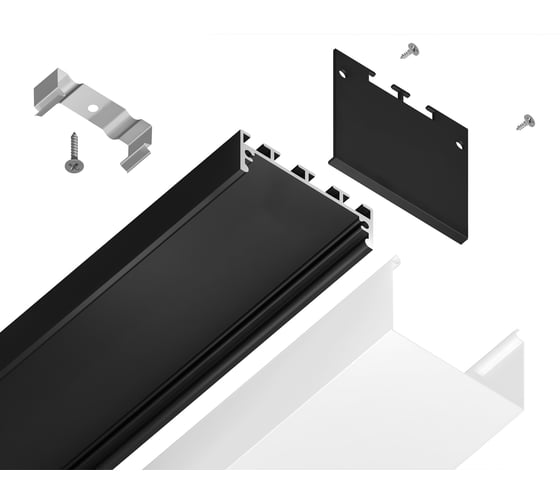 Алюминиевый профиль накладной/подвесной AMBRELLA LIGHT Profile System черный 2000*45*42, 2 заглушки, 4 крепления в комплекте (для ленты до 33,4мм) GP3070BK