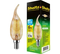 Светодиодная филаментная лампа Sholtz 6Вт 220В CA E14 4000К стекло янтарная FOC5300