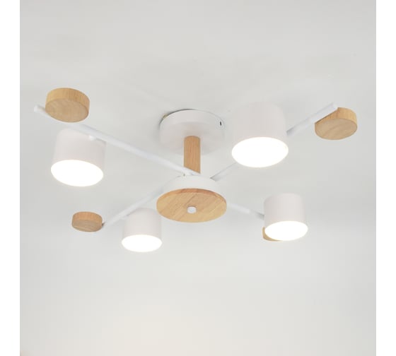 Люстра под лампу General Lighting Systems Венто GCHL-4GX53-M белая, дерево 662212 1