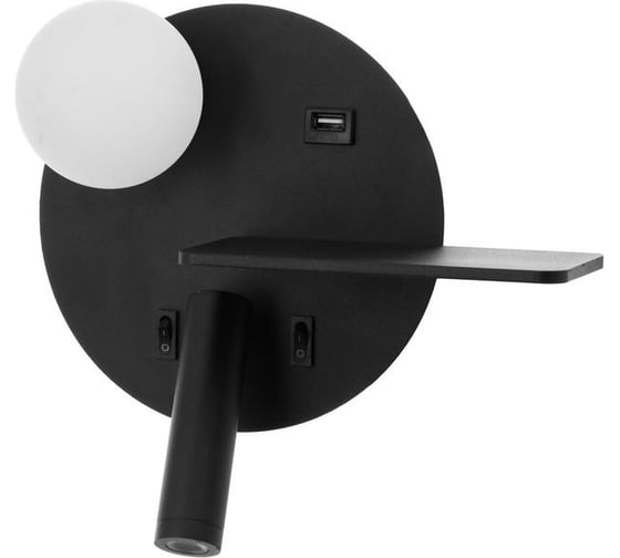 Бра BayerLux с правой полочкой 85105/2 LED 5+3Вт 4000К USB черный 26х11х18 см 4902010